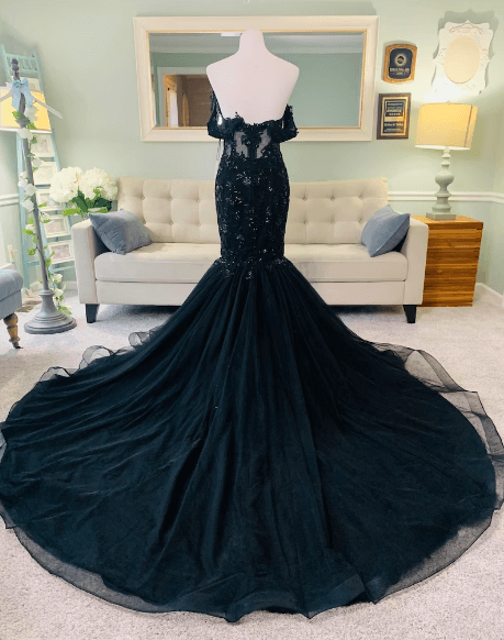 black mermaid wedding dress